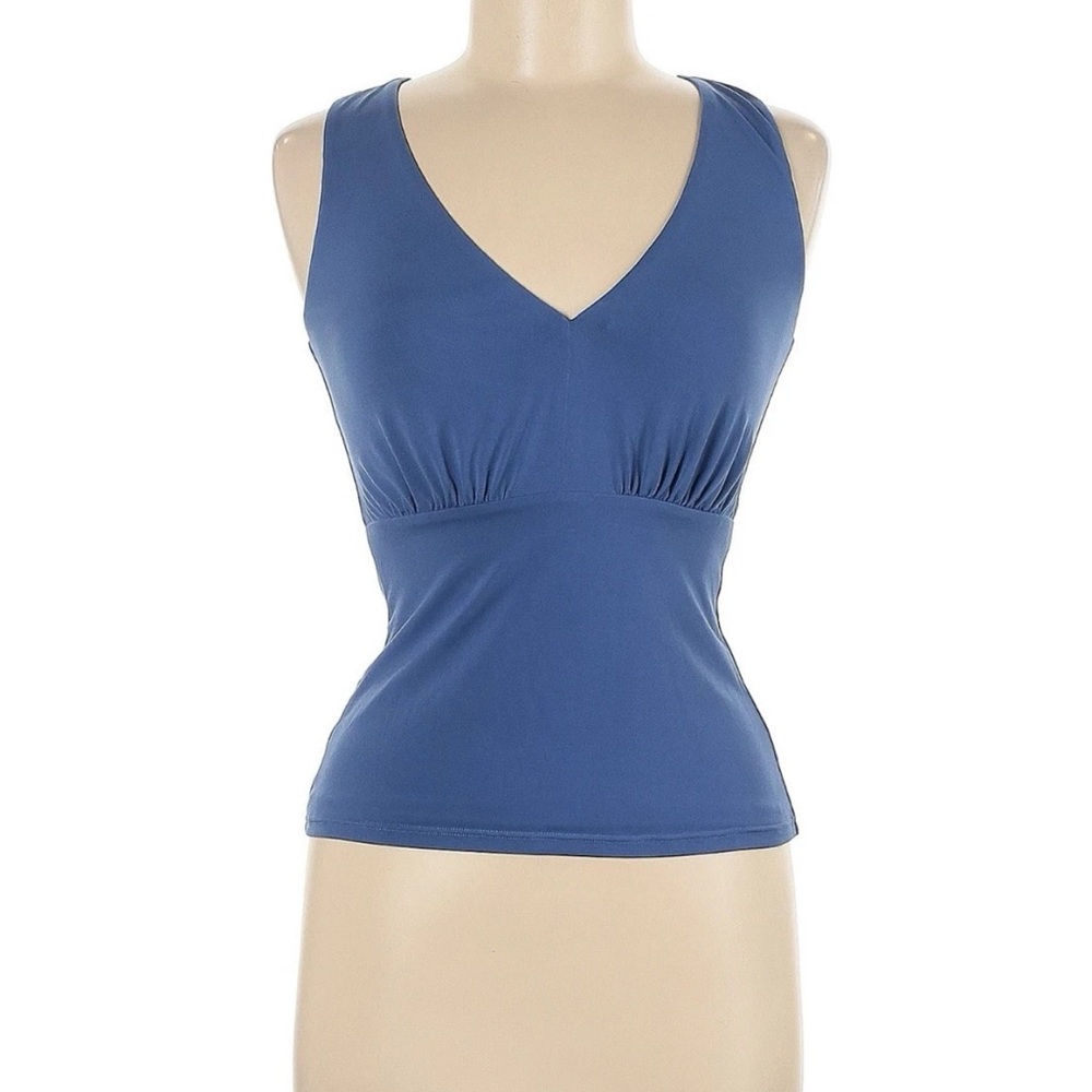 Blue Sleeveless V-Neck Top